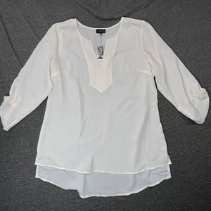 The Limited Lightweight V-Neck White Sheer Tunic with Cami Top Size L NWT